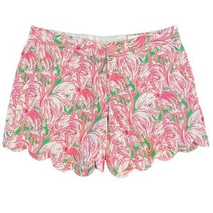 Lilly Pulitzer Buttercup Scallop Hem Short in Pink Colony Flamingo Print